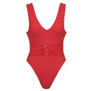 Montce Crimson Micro Scrunch Kim One-Piece w/Belt